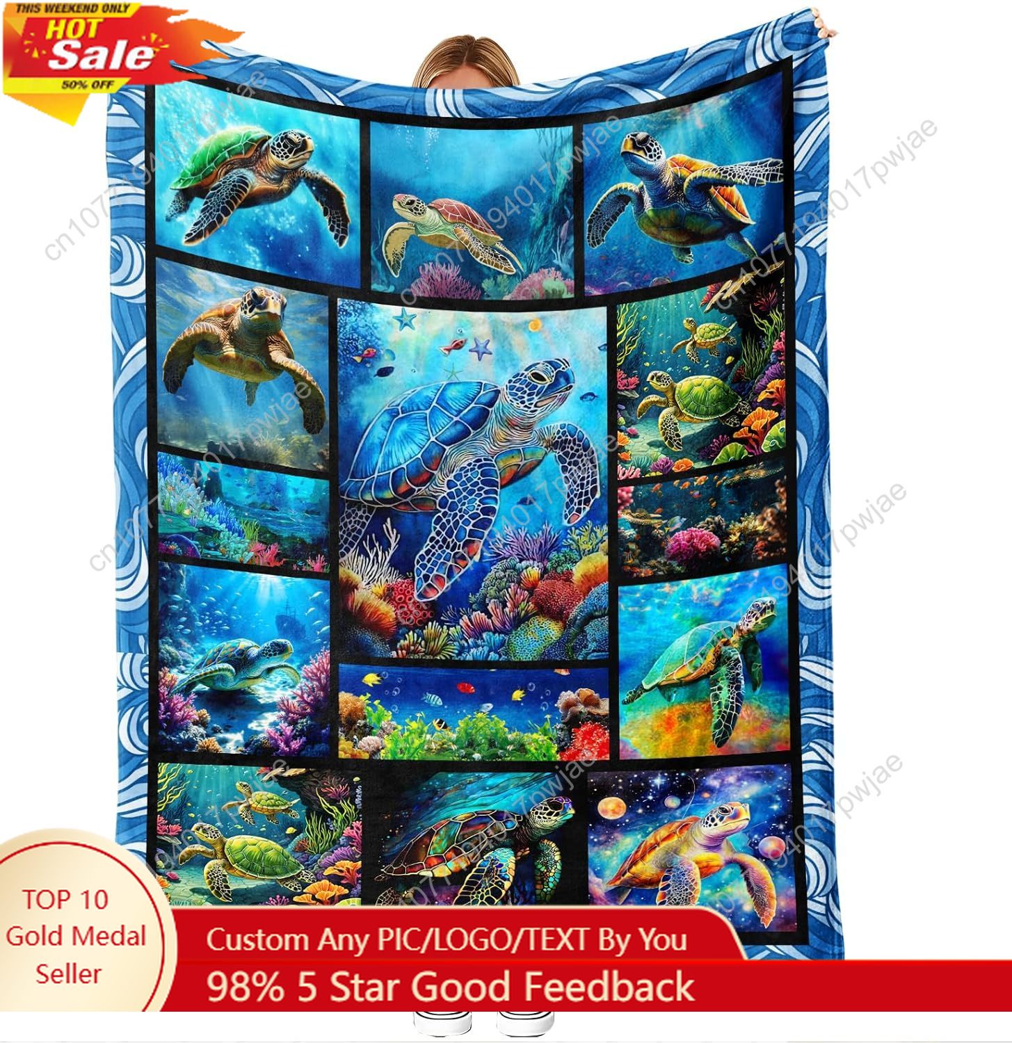 Home Decor Sofa - Sea Turtle Flannel Throw Blanket Soft