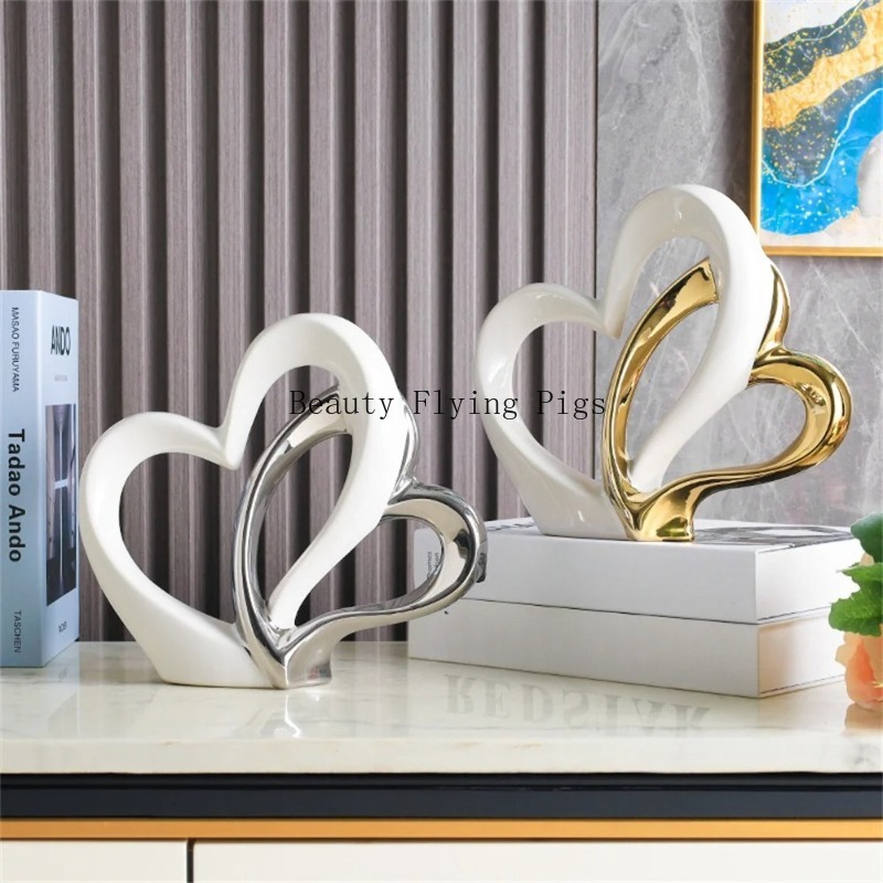 Home Decor Minimal - 1 ceramic electroplated heart-shaped sculpture Nordic