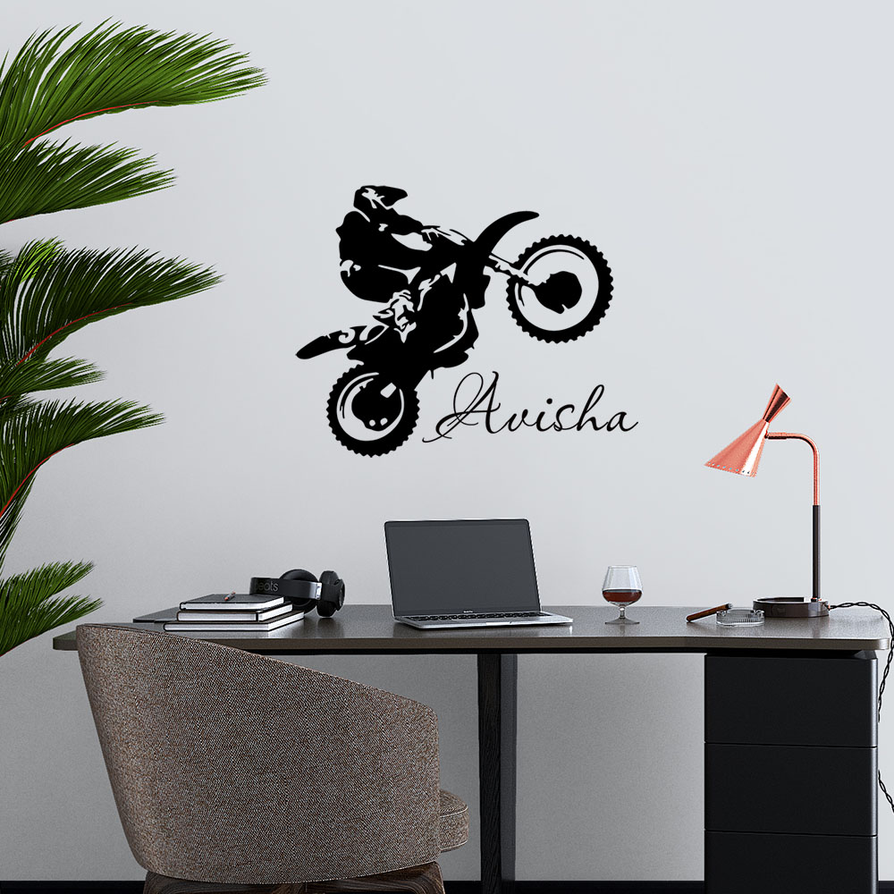 Home Decor Wall Stickers - 1PC Fashion Motorcyclist Customized Text Home
