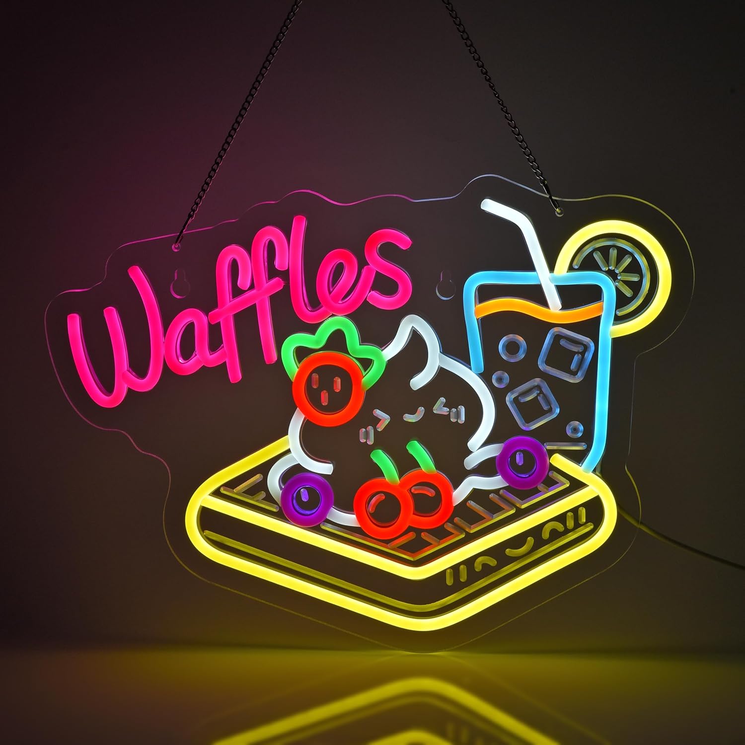 Home Decor Retail Stores - Waffles Neon Sign USB LED Neon
