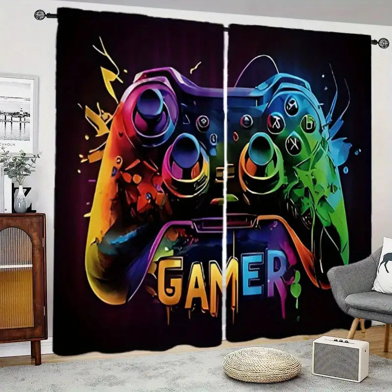 Home Decor Youtube Videos - Dual Gaming Curtains 2pcs Pop Art
