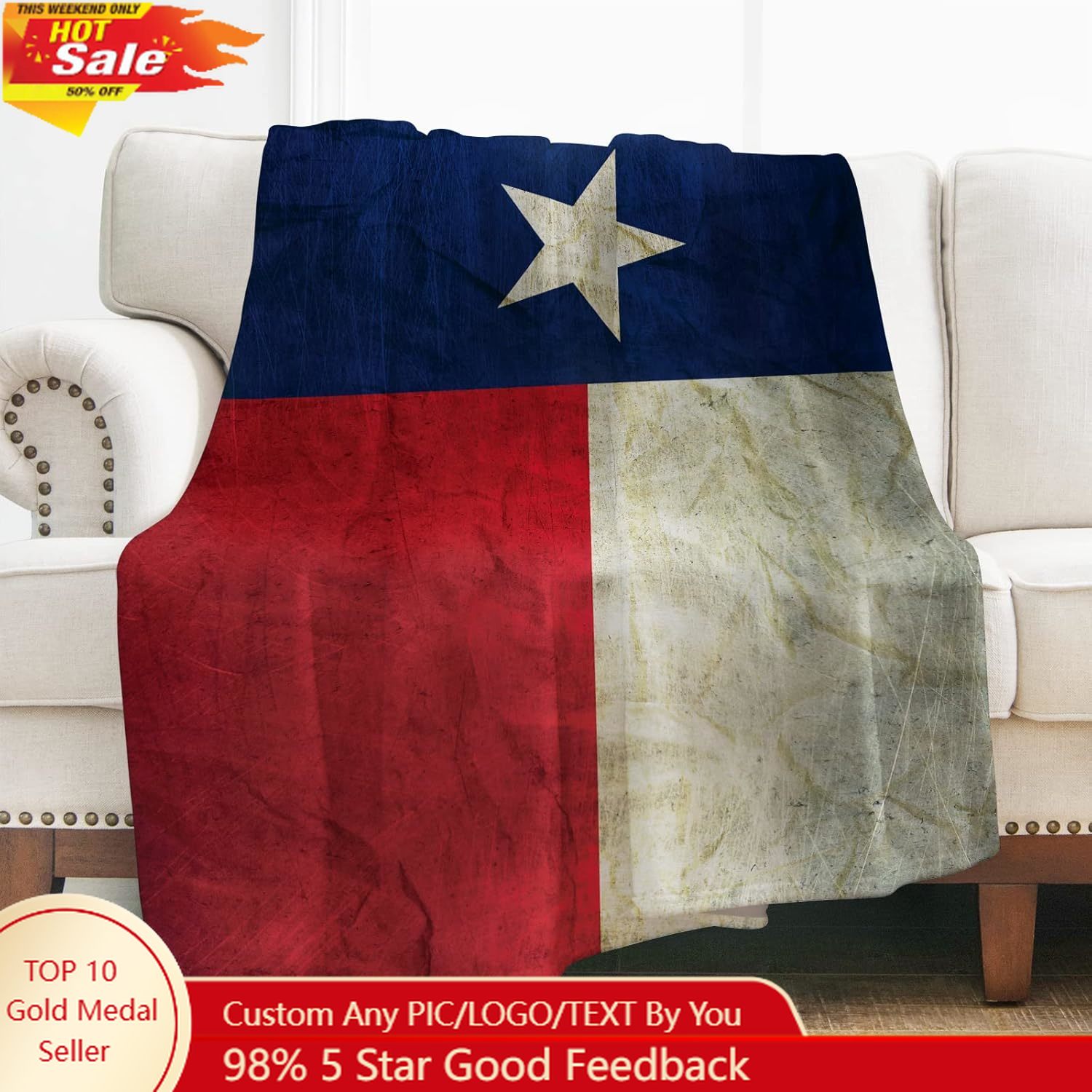 Home Decor Sofa - Levens Texas Flag Throw Blanket Gifts