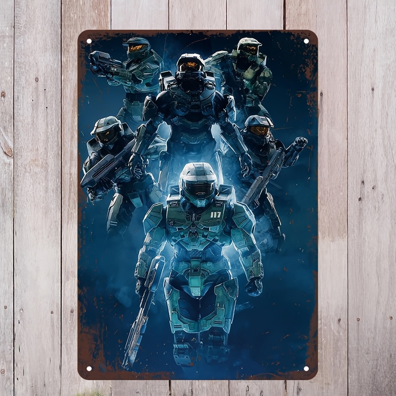 Home Decor Trends - Halo-Inspired Metal Wall Art Sign, Vibrant