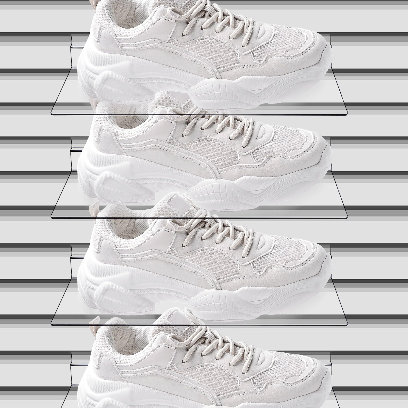 Home Decor Retail Stores - 8Pcs Clear Slatwall Shoe Shelf Display
