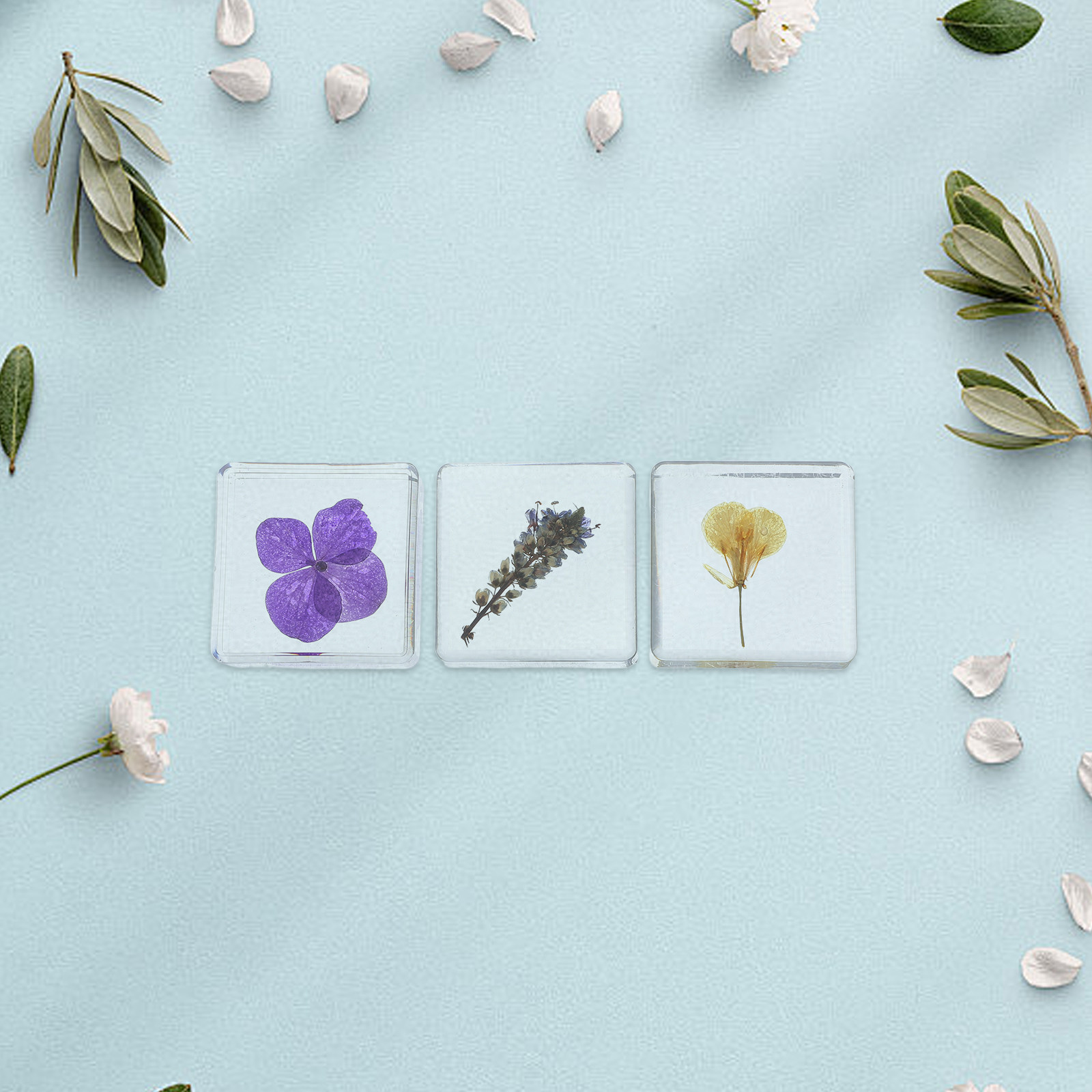 Home Decor Flowers - 3Pcs Flower Resin Specimen Botanical Multicolor