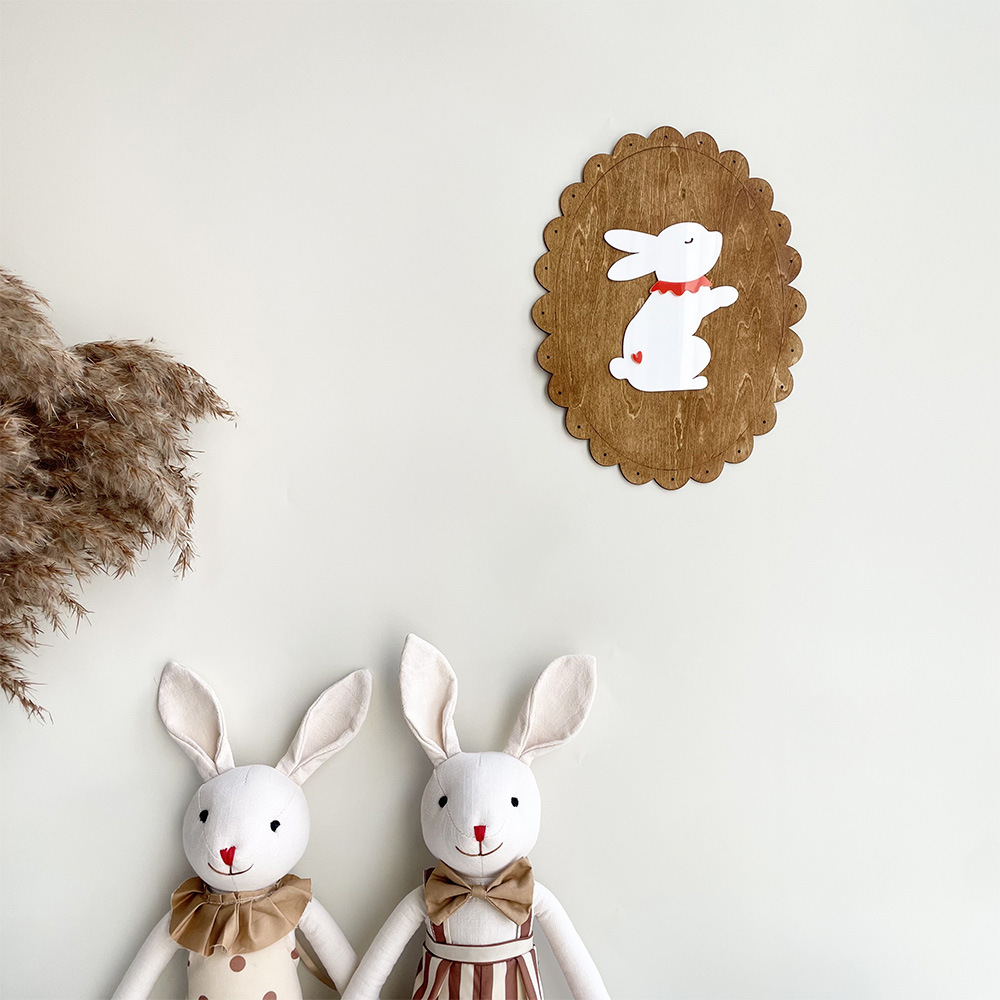 Home Decor Wall Stickers - Wooden Rabbit Wall Decoration Board, Vintage