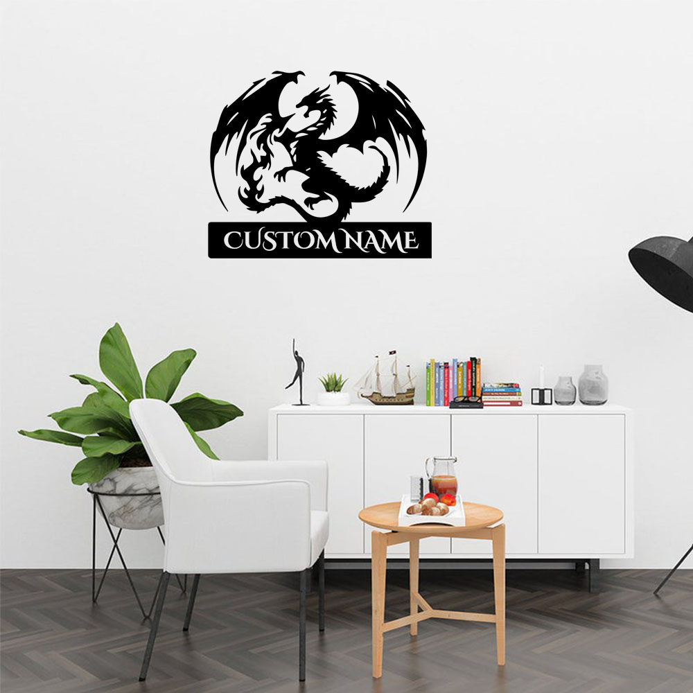 Home Decor Wall Stickers - 1PC Cute Dragon Custom Text Name