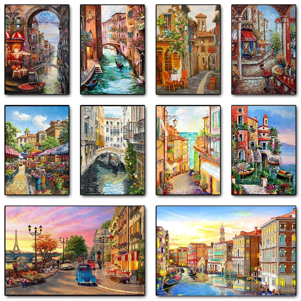 X Home Decor - Modern Paris Street Landscape Canvas Painting