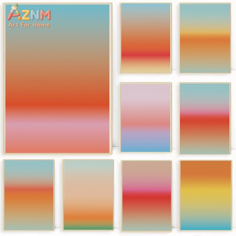 Home Decor Minimal - AZNM Modern Abstract Gradient Aura Canvas