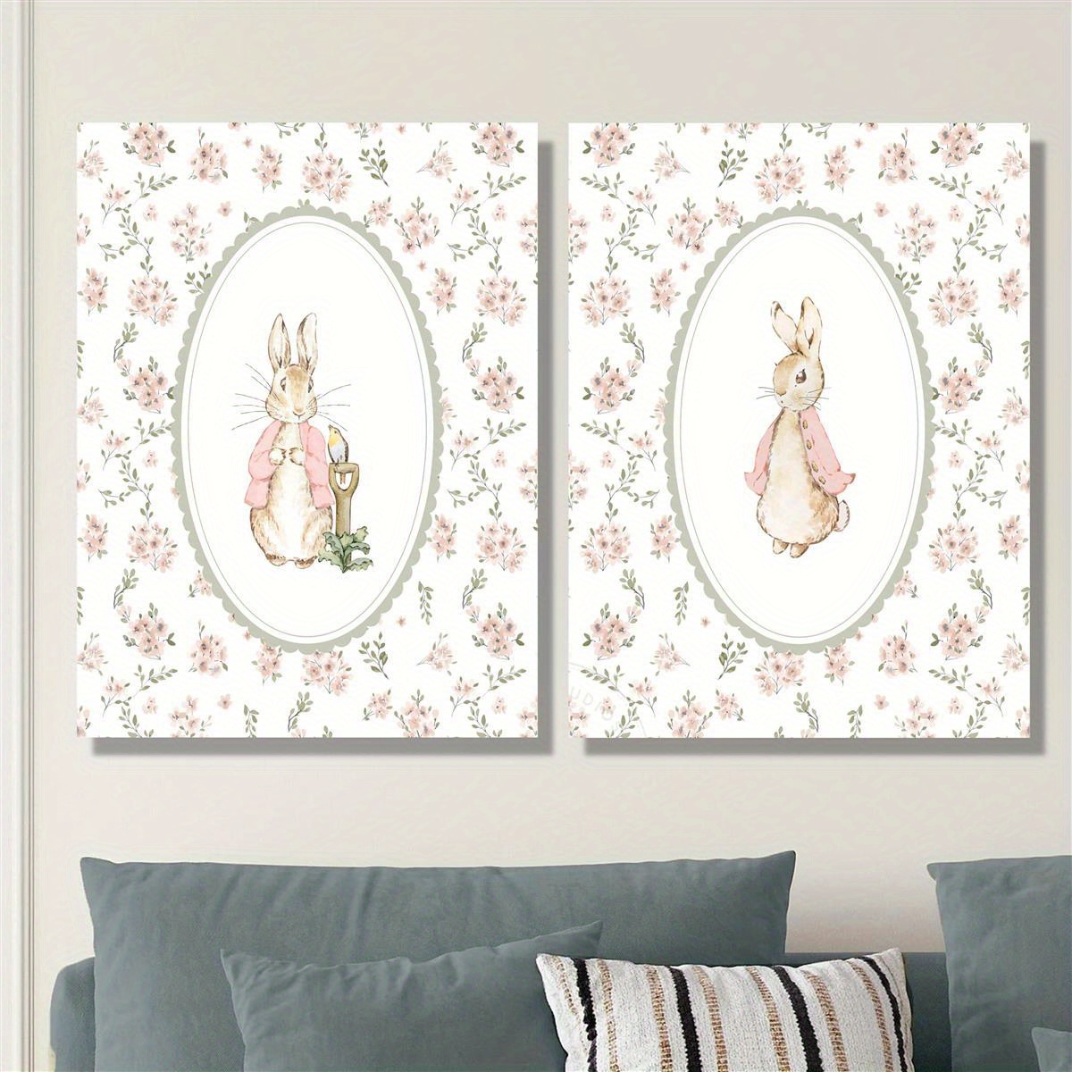 Home Decor Trends - 2pcs Retro Easter Rabbit Canvas Print