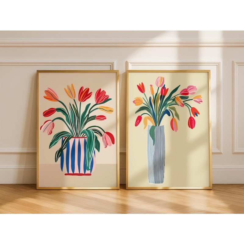 Home Decor Trends - 2pcs Tulip Flowers Canvas Wall Art,