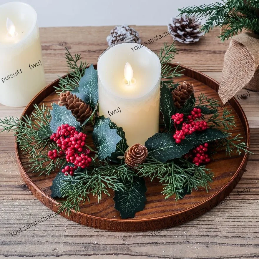 Home Decor Simulator - Christmas decoration leaf candle holder wreath,
