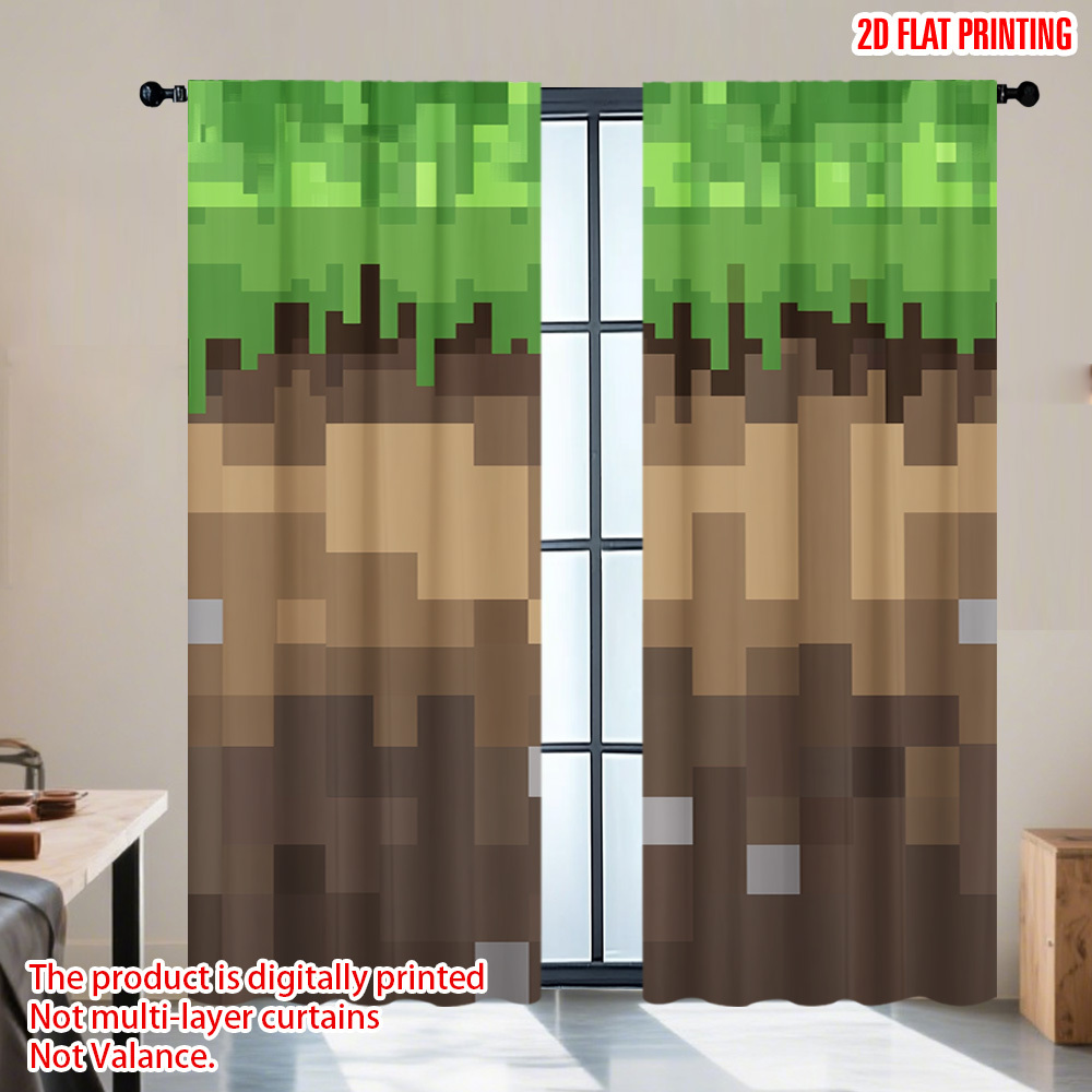2pcs Pixel Earth Blocks Curtai - đánh giá và giá Home Decor Youtube Videos
