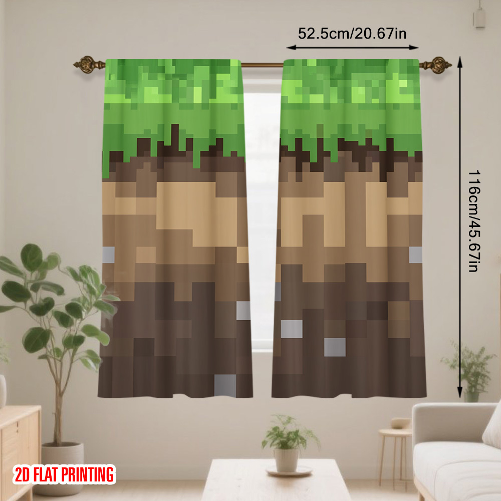 2pcs Pixel Earth Blocks Curtai - đánh giá và giá Home Decor Youtube Videos