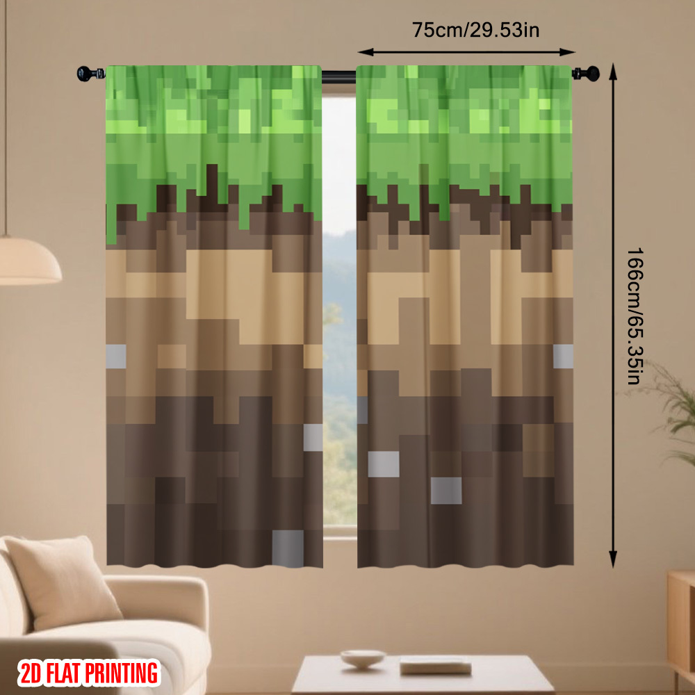 2pcs Pixel Earth Blocks Curtai - đánh giá và giá Home Decor Youtube Videos