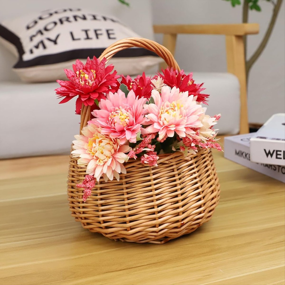 Wicker Picnic Basket with Hand - đánh giá và giá Home Decor Flowers