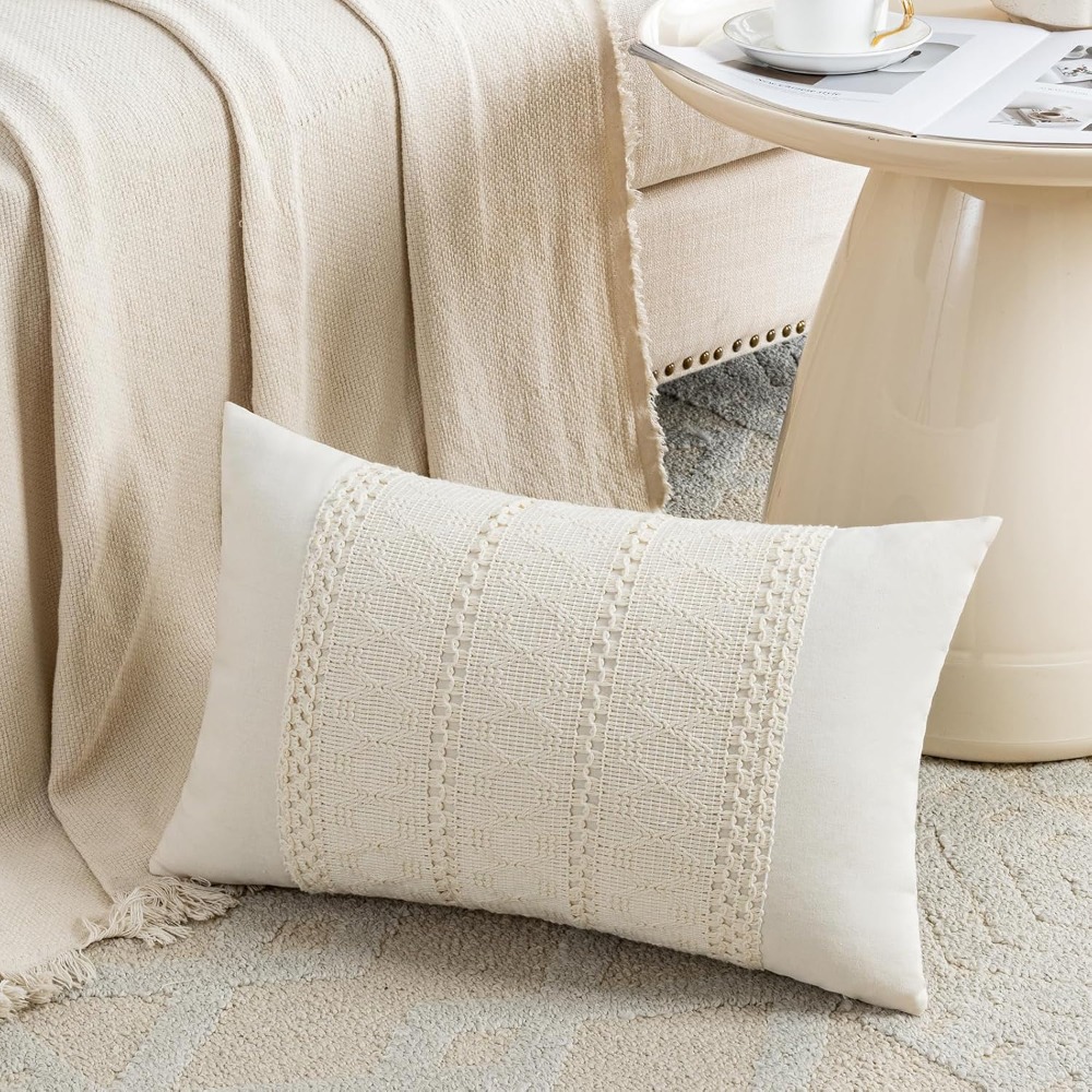 Boho Cream Lumbar Pillow Cover - đánh giá và giá Home Decor Sofa