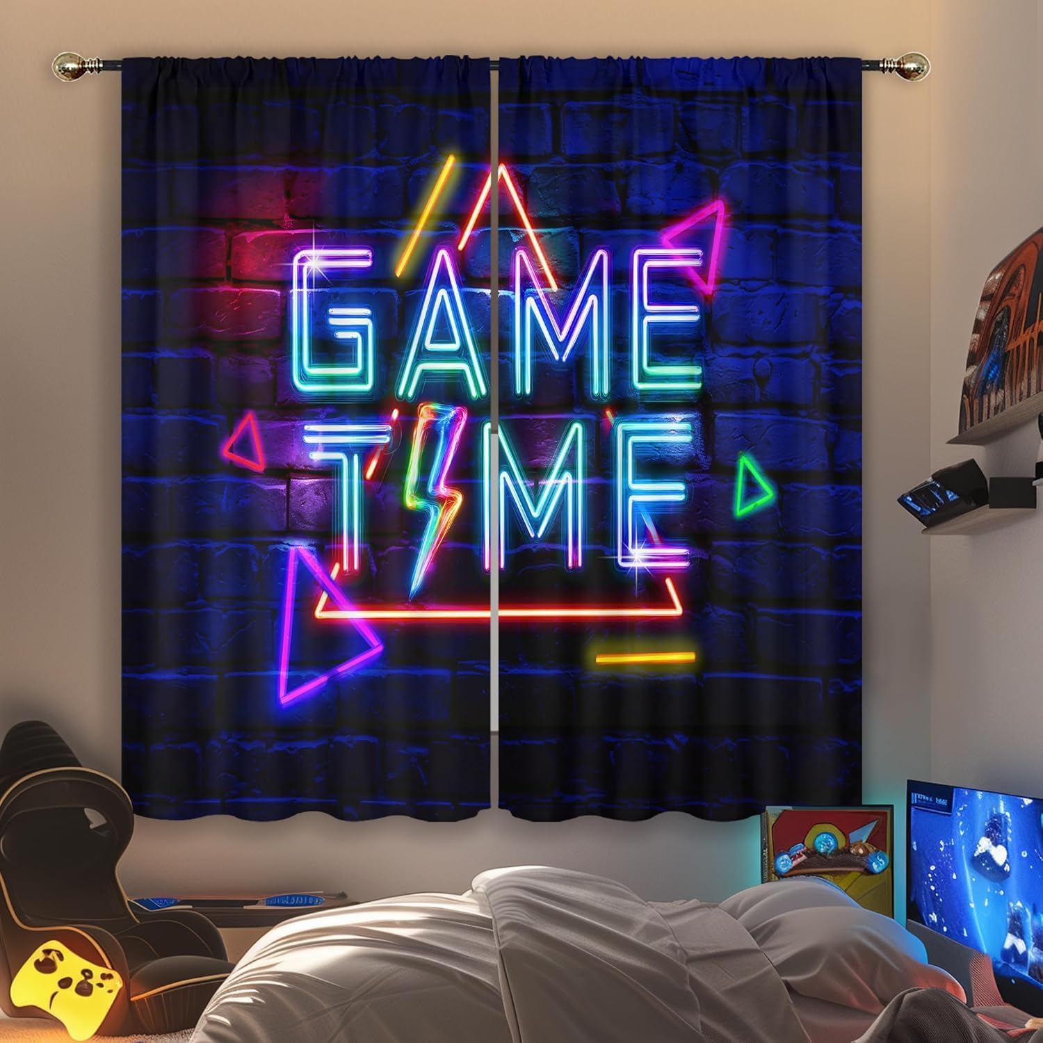 Kids Neon Gaming Curtains for  - đánh giá và giá Home Decor Youtube Videos