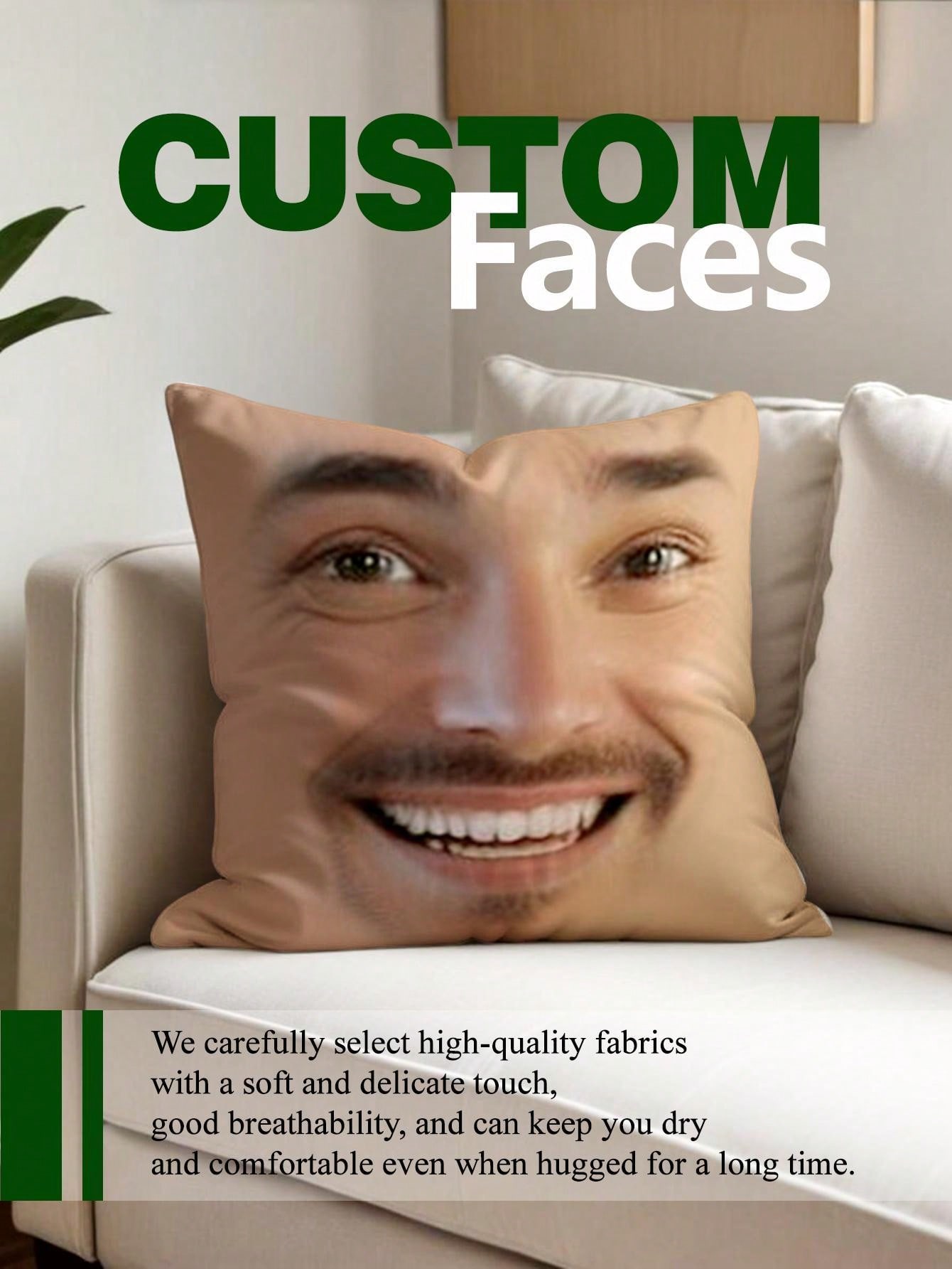 1pc Custom Face Square Pillow  - đánh giá và giá Home Decor Sofa
