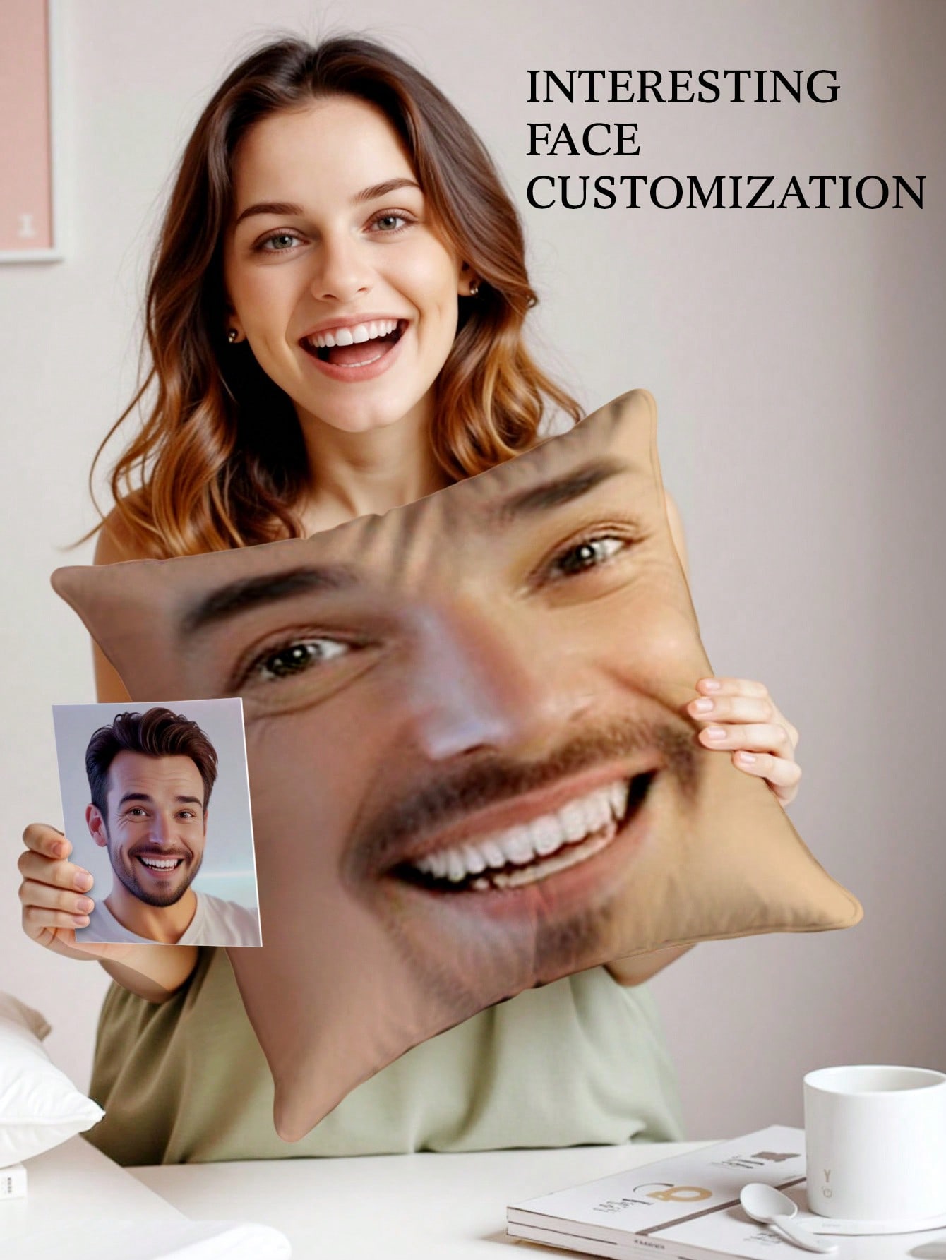 1pc Custom Face Square Pillow  - đánh giá và giá Home Decor Sofa