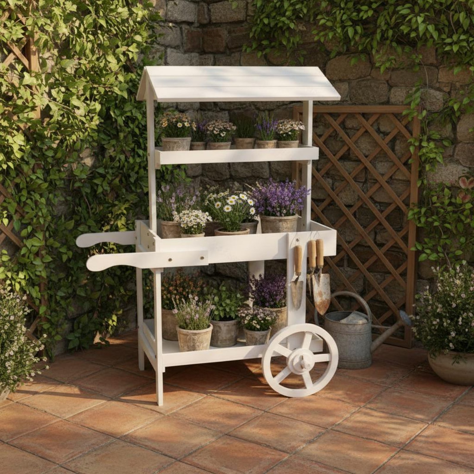 Wooden Flower Trolley Decorati - đánh giá và giá Home Decor Flowers