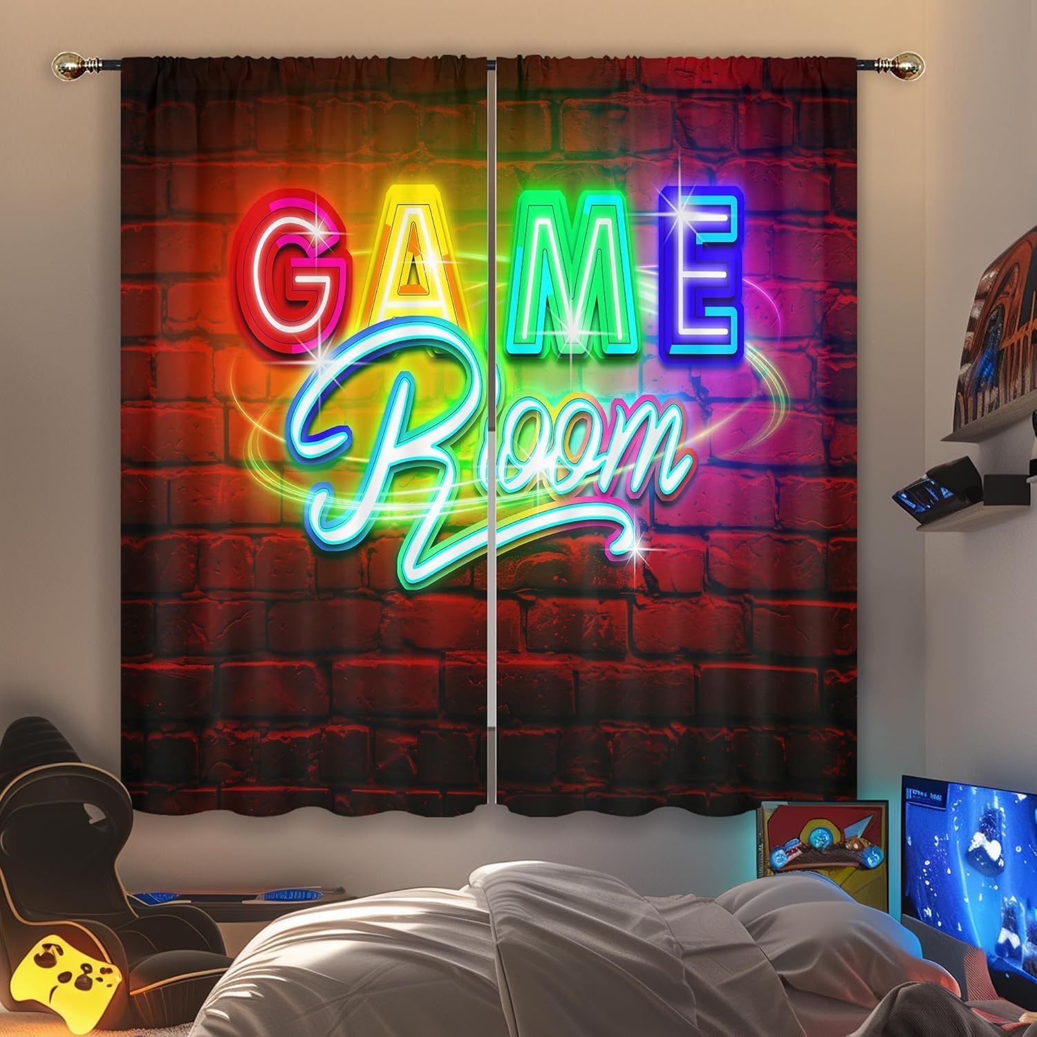 Neon Gaming Curtains, Rod Pock - đánh giá và giá Home Decor Youtube Videos