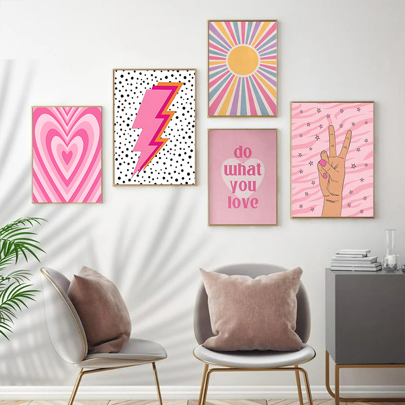 Abstract Pink Lightning Gradie - đánh giá và giá Home Decor Minimal