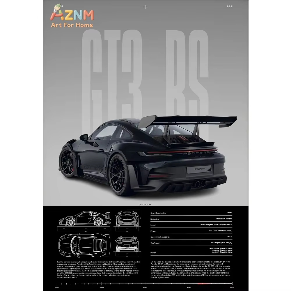 1pc Minimalist 911 GT3-RS 718  - đánh giá và giá Home Decor Minimal