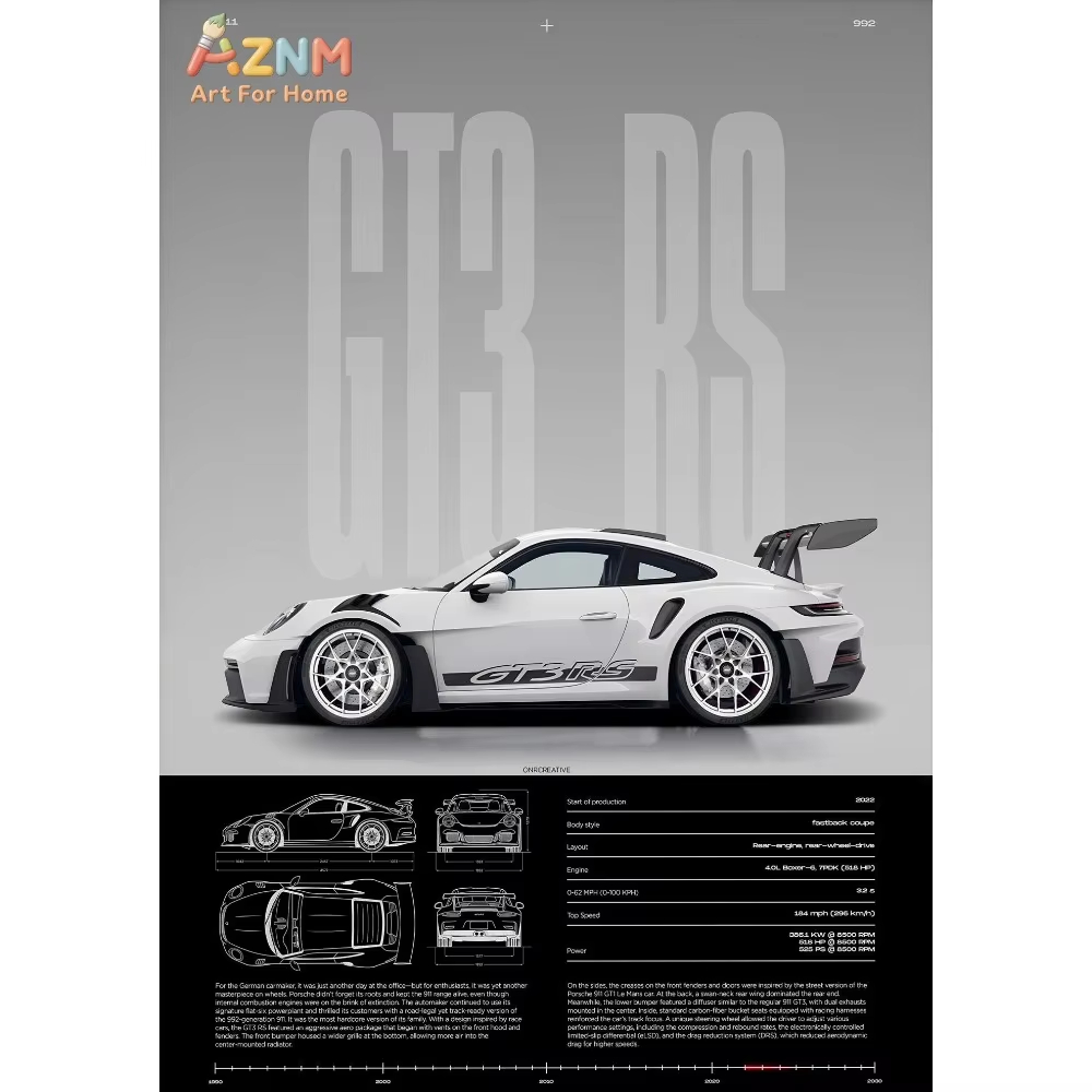 1pc Minimalist 911 GT3-RS 718  - đánh giá và giá Home Decor Minimal