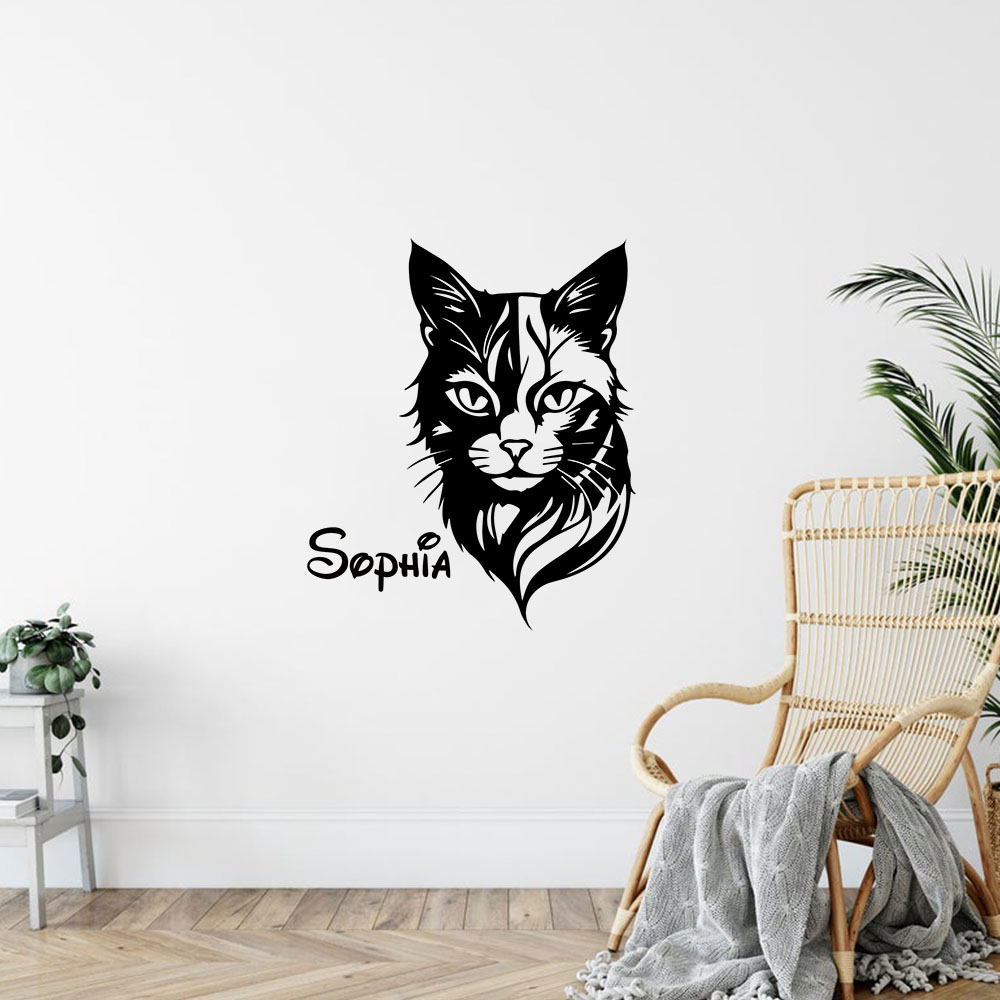 1PC Cute Cat Personalized Name - đánh giá và giá Home Decor Wall Stickers
