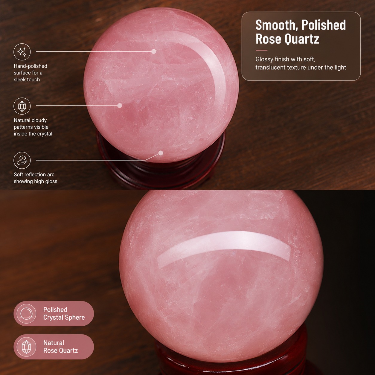 A pink rose quartz ball with a - đánh giá và giá Home Decor Enthusiast