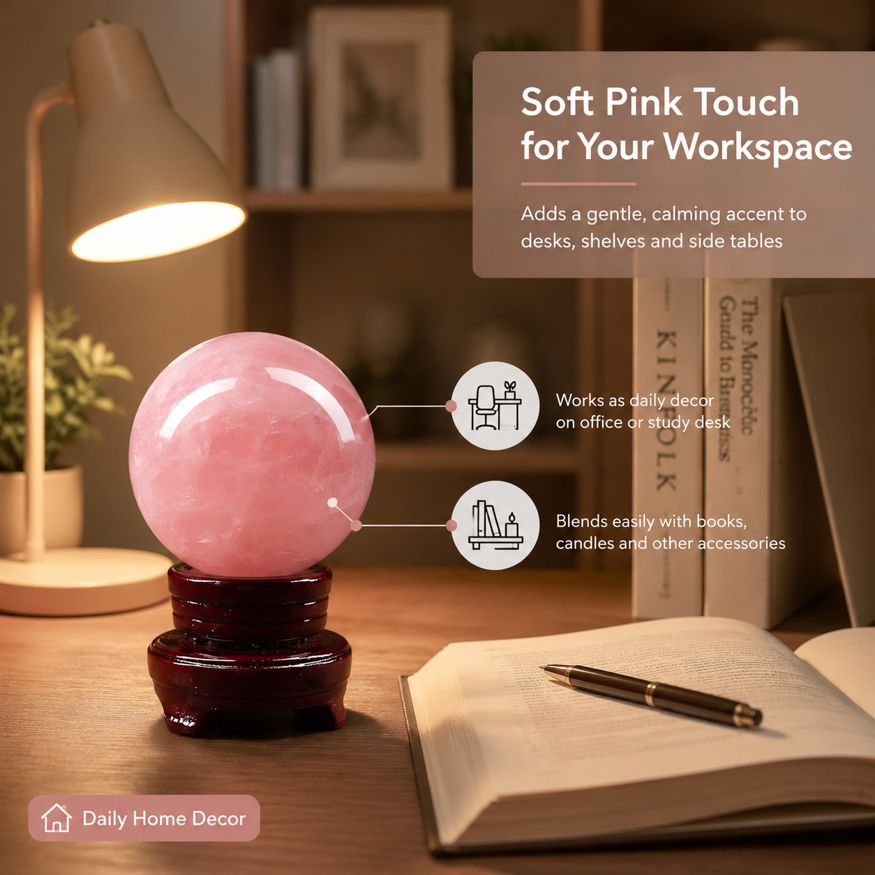 A pink rose quartz ball with a - đánh giá và giá Home Decor Enthusiast