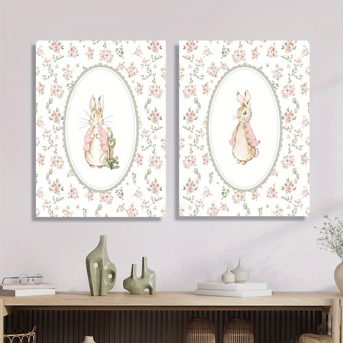 2pcs Retro Easter Rabbit Canva - đánh giá và giá Home Decor Trends