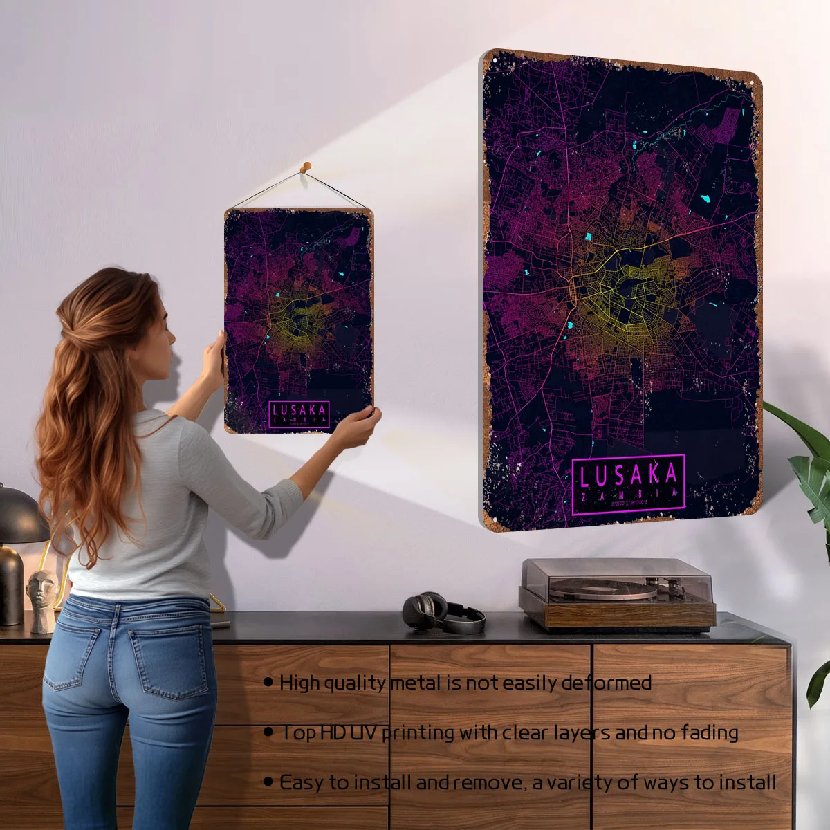 Lusaka City Map Zambia Neon Po - đánh giá và giá Home Decor Zambia