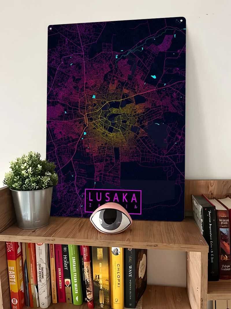 Lusaka City Map Zambia Neon Po - đánh giá và giá Home Decor Zambia