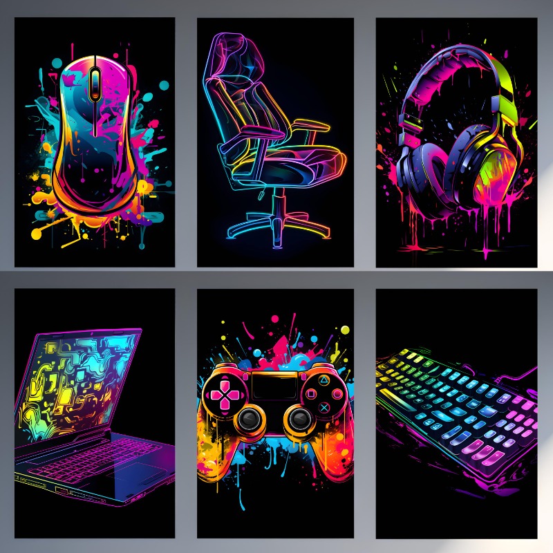 Watercolor Neon Video Game Pos - đánh giá và giá Home Decor Xbox Games