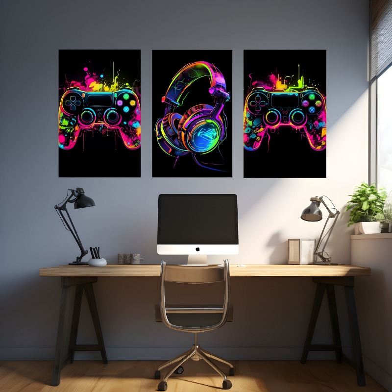 Watercolor Neon Video Game Pos - đánh giá và giá Home Decor Xbox Games